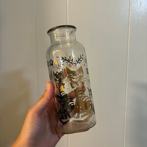 Vintage Retro Black & Gold Kitty Cat Apothecary Jar or Vase, Halloween
7.25"